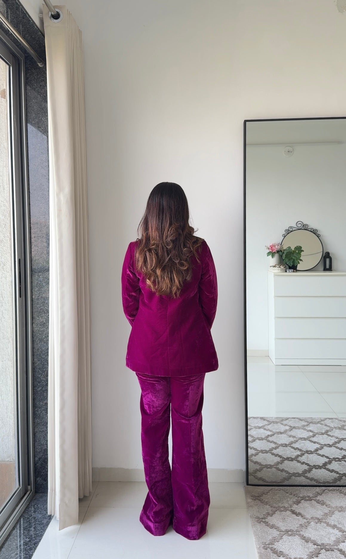 Wine Empress 3 Piece Velvet Blazer Set for Women – Premium Velvet Co-ord | Party & Festive Suit Set