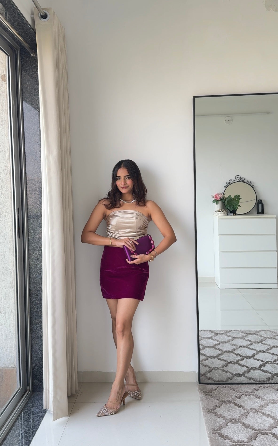 Wine Empress 3 Piece Velvet Blazer Set for Women – Premium Velvet Co-ord | Party & Festive Skirt Set