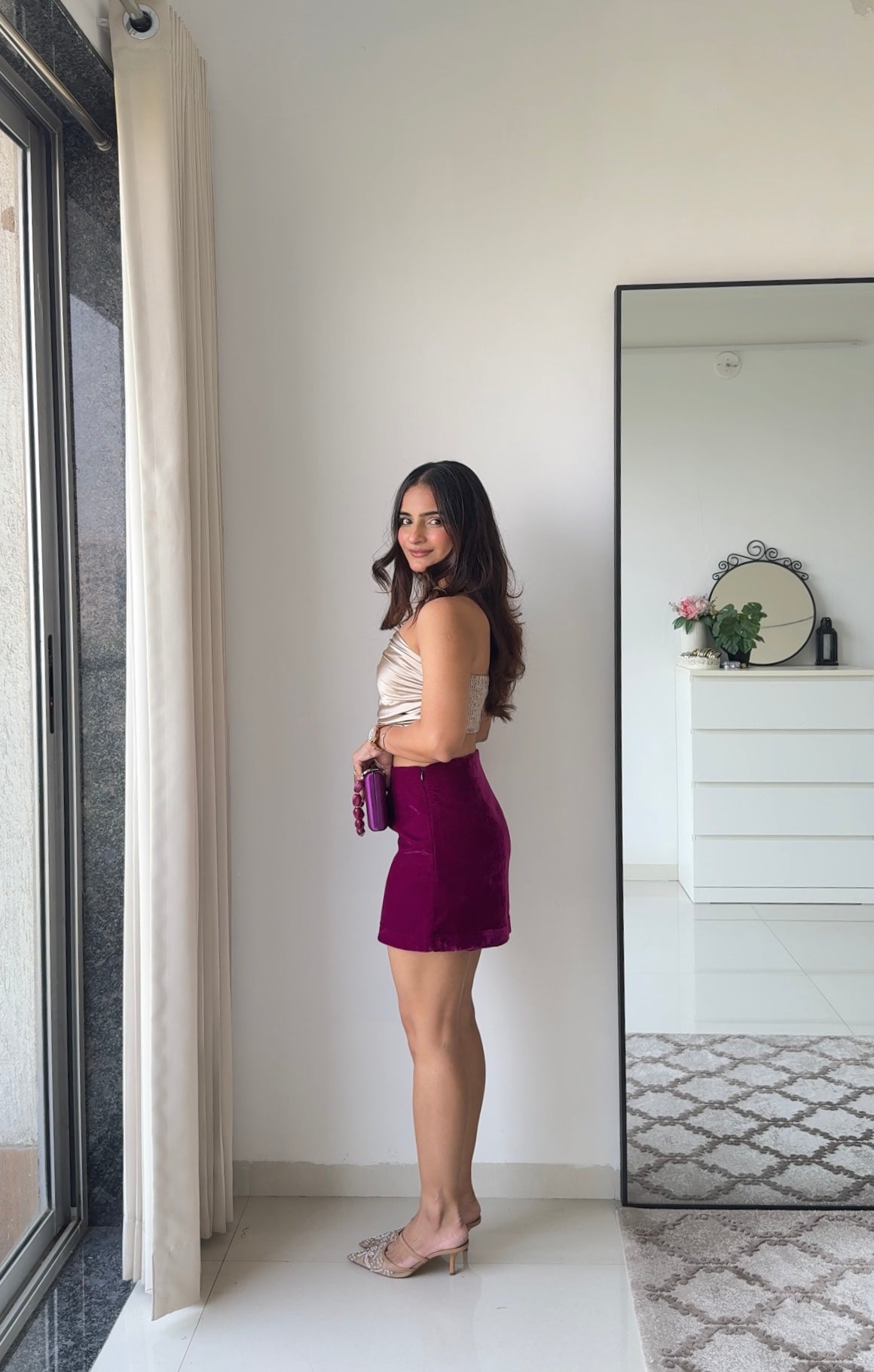 Midnight Muse Velvet Mini Skirt & Satin Tube Top Co-ord Set