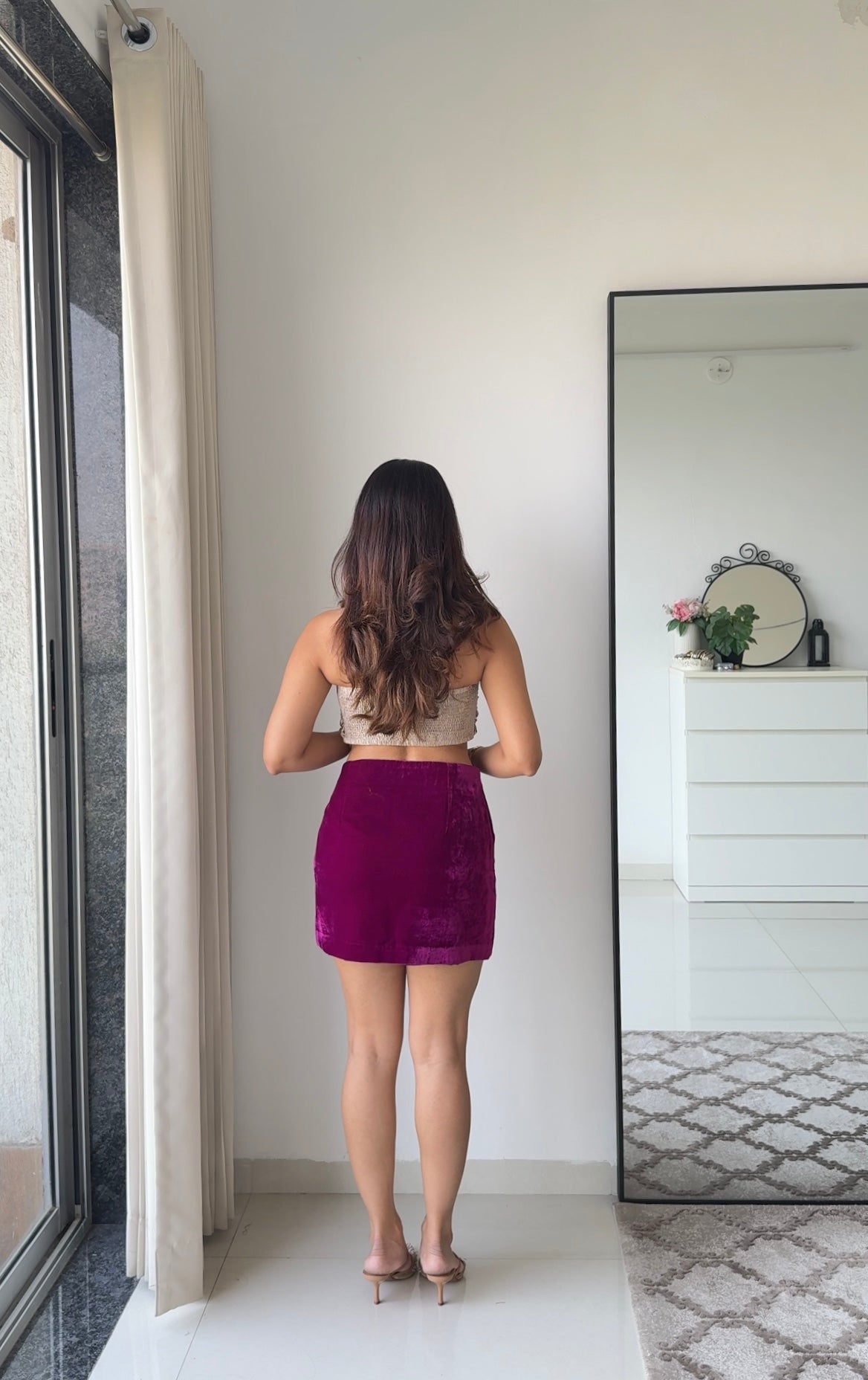 Midnight Muse Velvet Mini Skirt & Satin Tube Top Co-ord Set