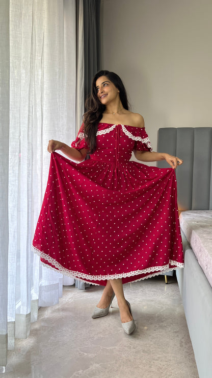 Rose Polka Dot Maxi Dress Scoopstyle
