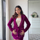 Wine Empress 3 Piece Velvet Blazer Set for Women – Premium Velvet Co-ord | Party & Festive Skirt Set