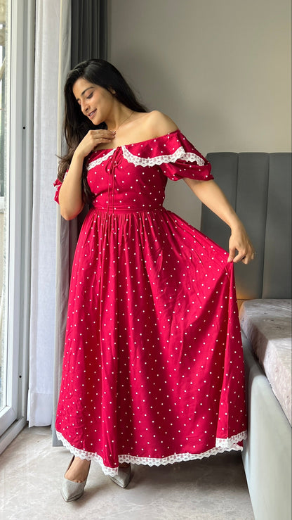 Rose Polka Dot Maxi Dress Scoopstyle
