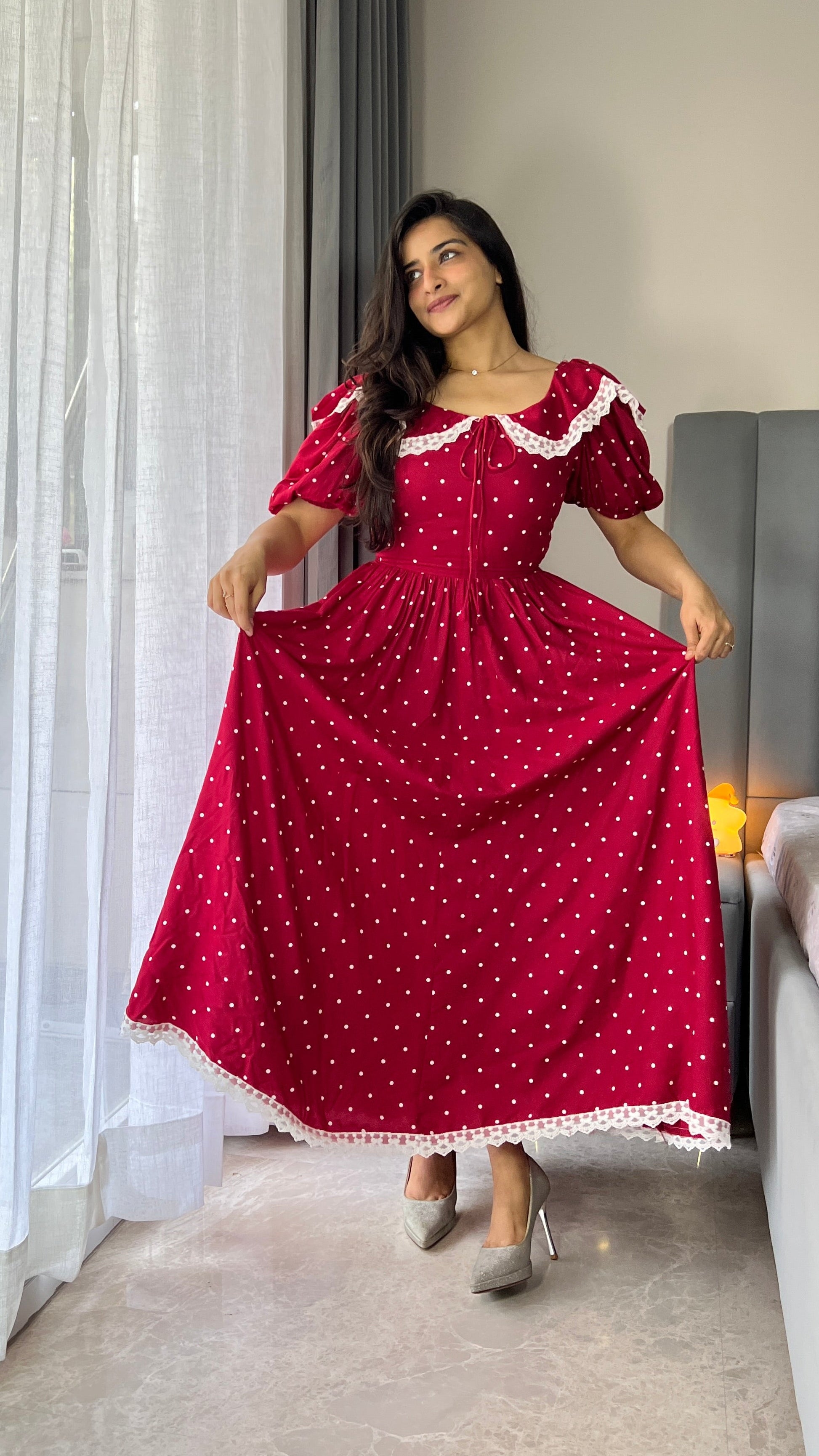 Rose Polka Dot Maxi Dress Scoopstyle