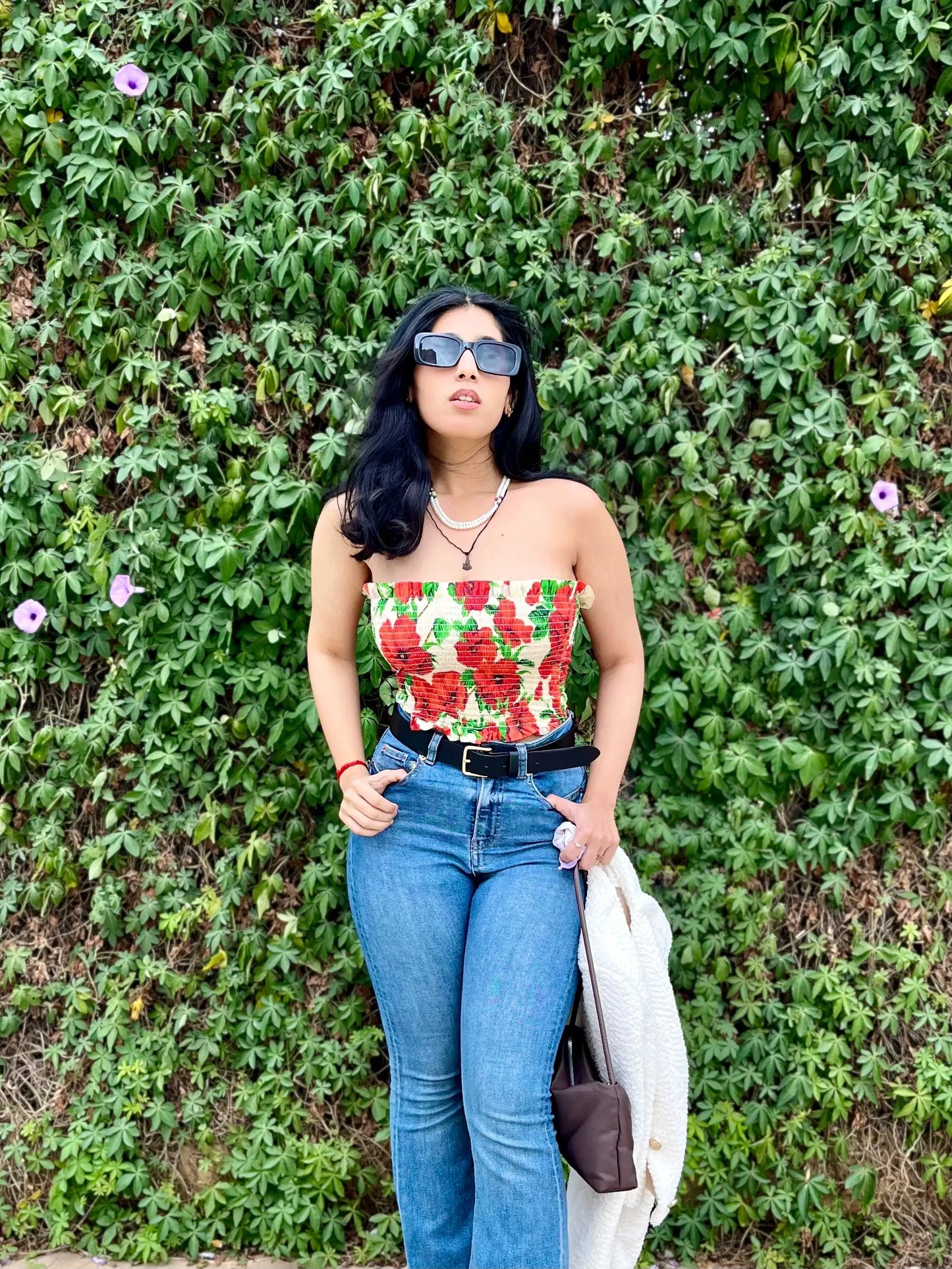 Red White Ruched Tube Top - Scoopstyle