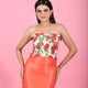 Red White Ruched Tube Top and Skirt Co ord Set