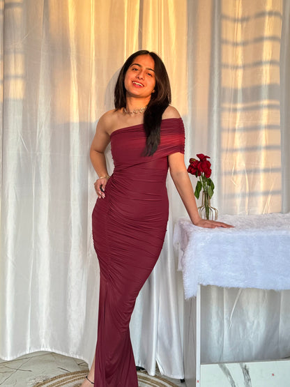 Rose Elegance Maroon Dress Scoopstyle