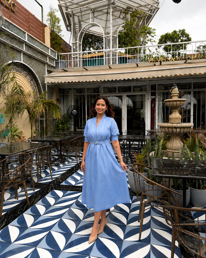 Blue Orchid Midi dress with belt