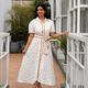 Caramel Polka Midi Dress