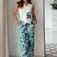 Rachel Floral Linen  Pants and Off White Waistcoat Set